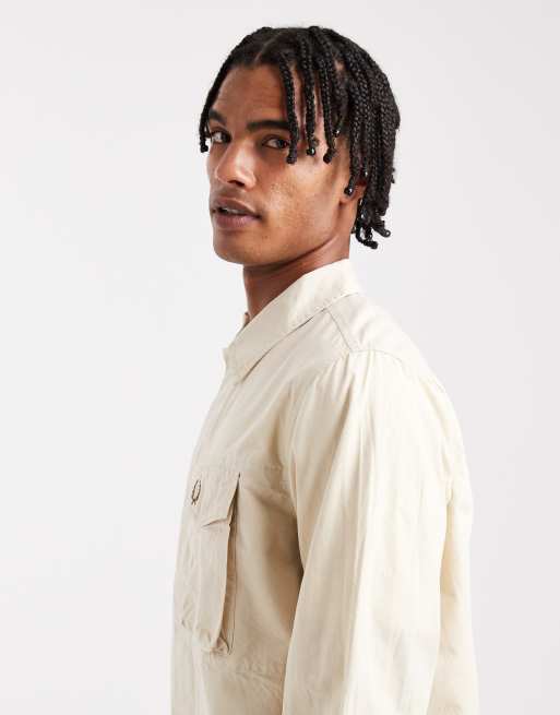 Fred Perry poplin overshirt in cream | ASOS