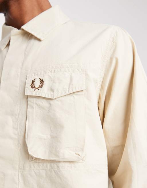 Fred Perry poplin overshirt in cream | ASOS