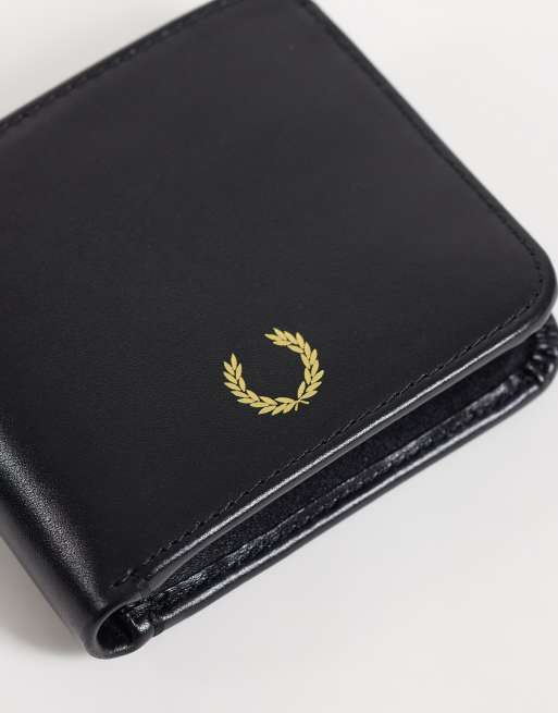 Fred Perry portefeuille à deux volets en cuir noir, 2 de 3