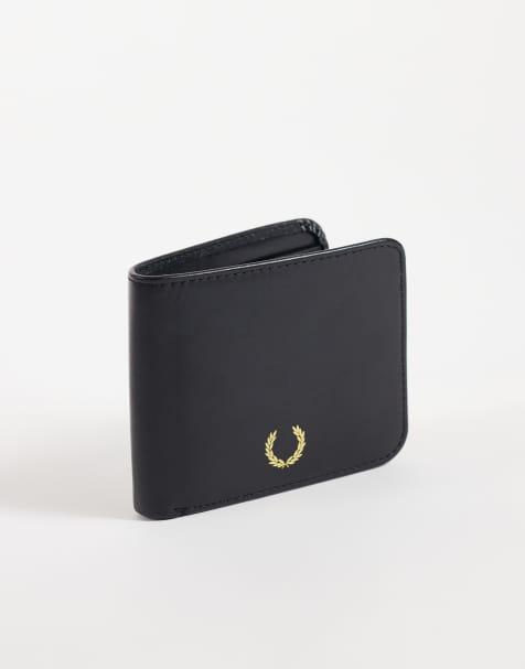 Fred Perry portefeuille pliant en cuir noir - view 1