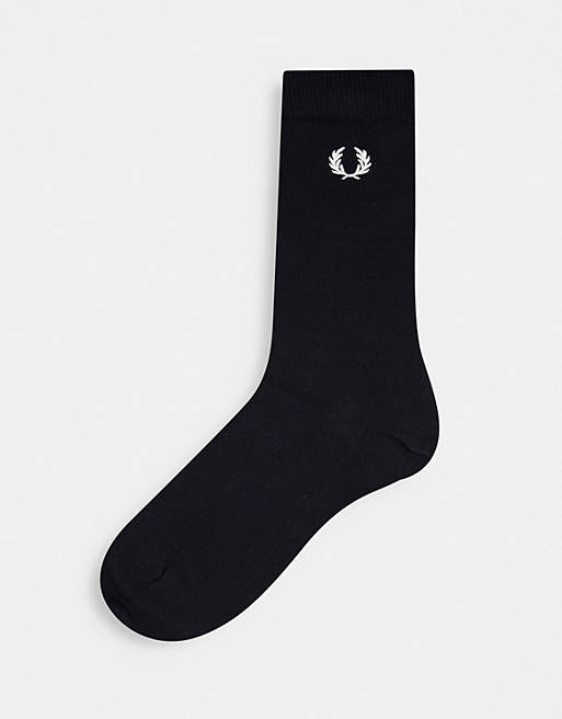 Fred Perry printed logo socks in black