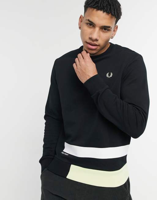 Fred perry panelled store crew neck jumper