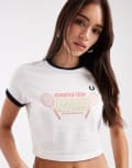 [Fred Perry] Fred Perry printed ringer t-shirt in white 34 WHITE