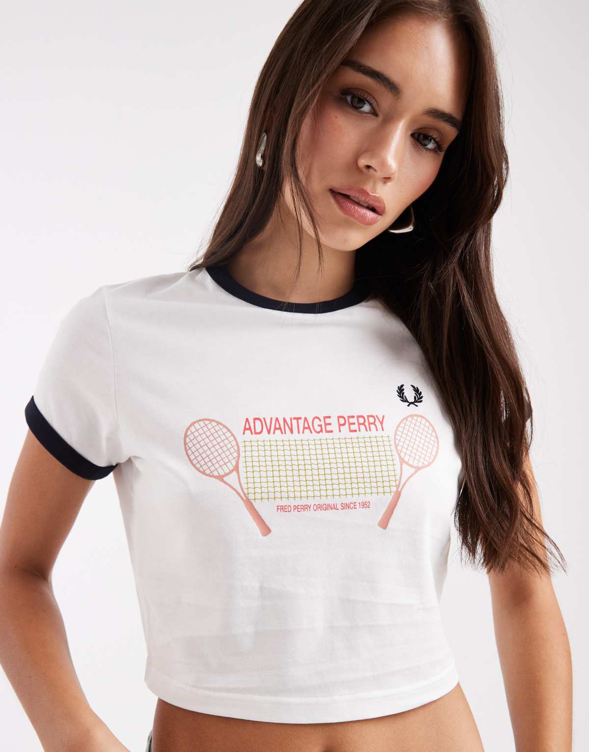Fred Perry printed ringer t-shirt in white