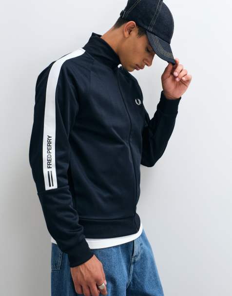 Fred Perry printed tape co-ord track jacket in navy - view 1