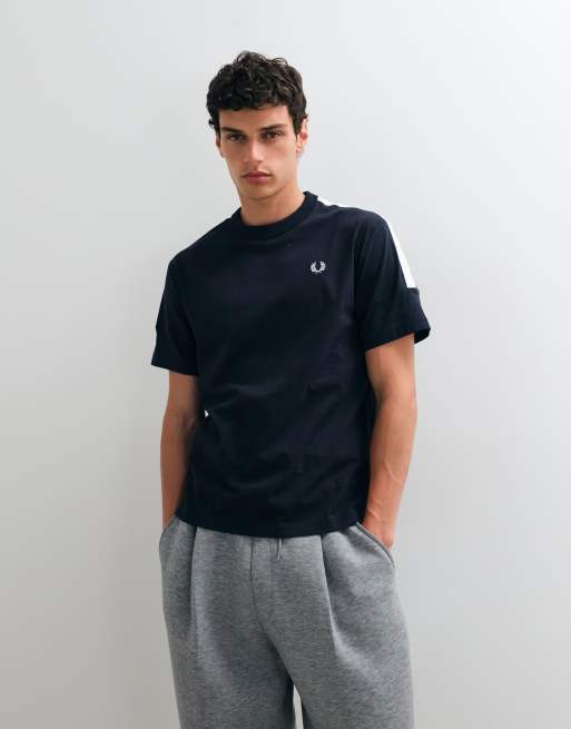 Fred Perry printed tape t-shirt in navy, 3 of 5