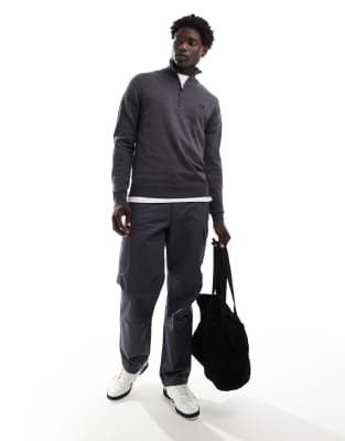 Fred Perry - Pull classique en maille à col zippé - Gris zippé