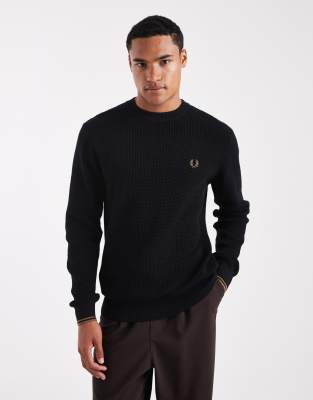Fred Perry - Pull gaufr - Noir - Fred Perry - Modalova