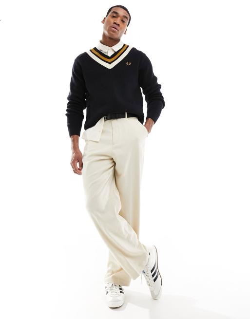 Hemd Schwarzer Herren Pullover Mit V Ausschnitt Fred Perry