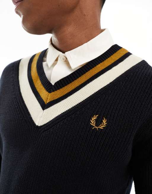 V neck fred perry sales