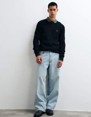 Fred Perry Herren Schwarz Waffle Stitch Jumper - Bild 6