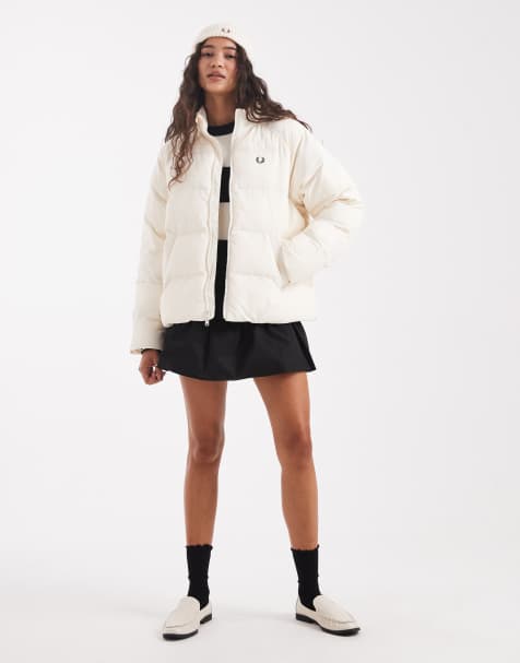 Fred Perry raglan sleeve padded jacket in ecru - view 1