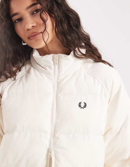 Fred Perry raglan sleeve padded jacket in ecru | ASOS