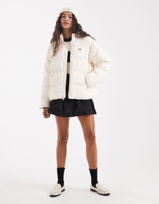 Fred Perry Raglan Sleeves Padded Jacket In Neutral