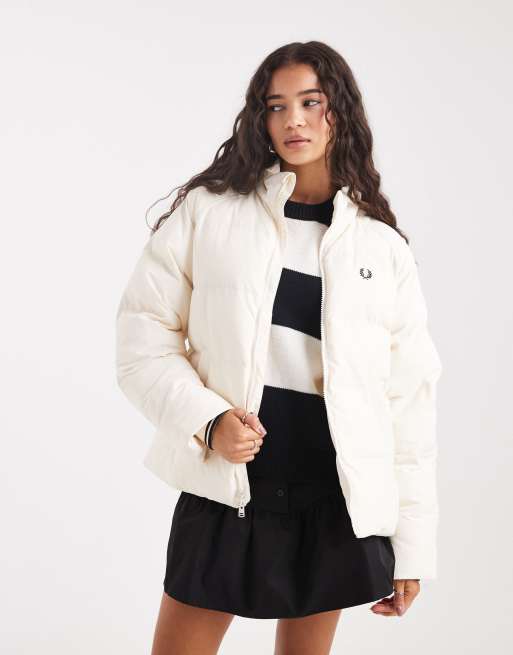Fred Perry raglan sleeves padded jacket in ecru | ASOS
