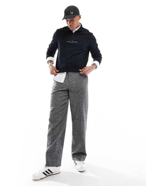 Fred Perry raised graphic half zip jumper in black, 2 of 4