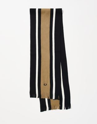 Fred Perry Raschel block stripe scarf in black - ASOS Price Checker