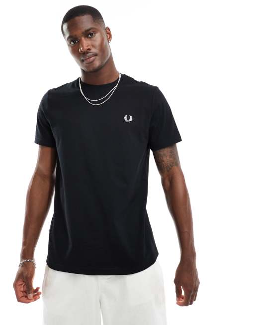 Fred Perry rear powder laurel t-shirt in black | ASOS