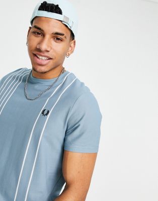 Fred Perry refined pique striped t-shirt in blue