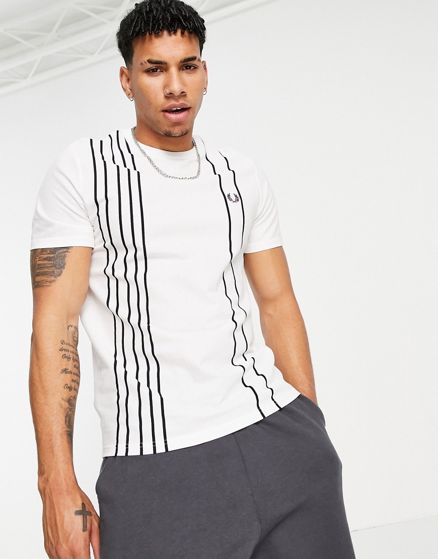Fred Perry refined pique striped t-shirt in white
