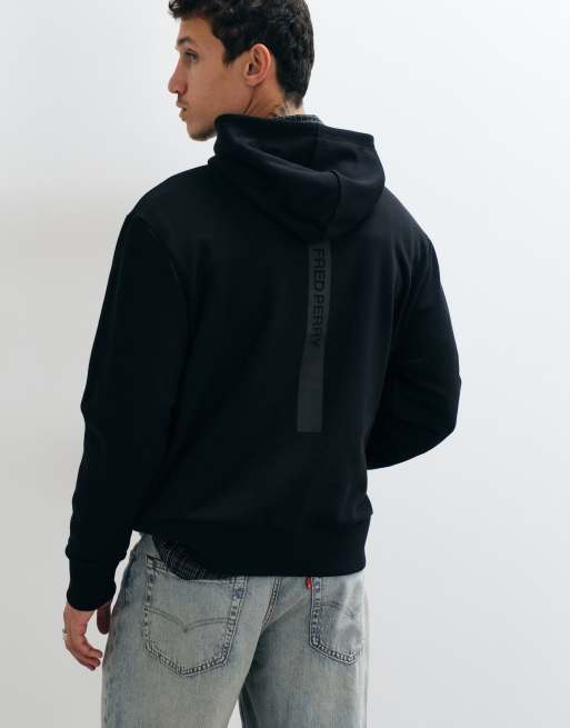 Fred Perry reflective hooded sweatshirt in black, 5 of 5