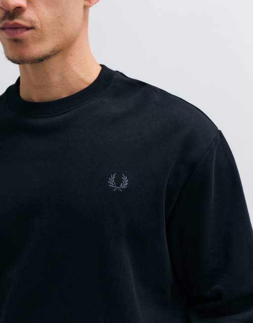 Fred Perry reflective laurel sweatshirt in black, 4 of 5