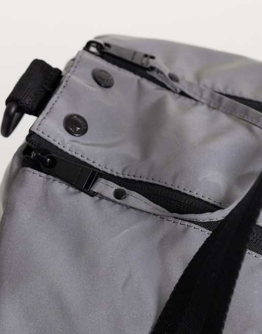 Fred Perry reflective logo barrel bag in grey, 3 of 4