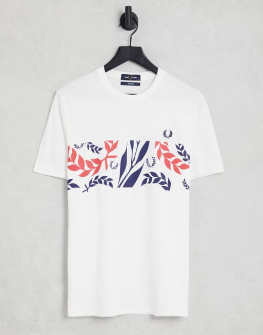 Fred Perry – Reissues Archive – Biały T-shirt z grafiką z motywem winorośli