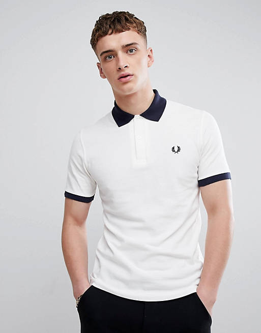 Fred Perry Reissues contrast rib pique polo in white | ASOS