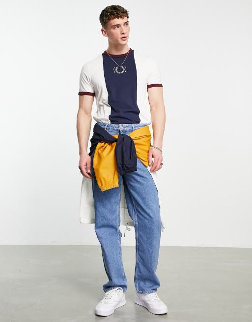 Fred Perry – Reissues – Kolorowy T-shirt bawełniany z paskiem pośrodku, 3 z 4