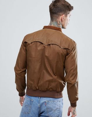 fred perry reissues made in england waxed harrington jacket in tobacco