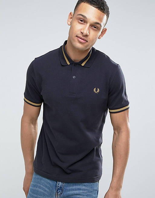 Fred Perry REISSUES Polo Single Tipped M2 Pique in Navy Gold