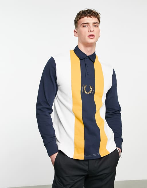 Fred Perry - Reissues - Polo stile rugby a righe multicolore a maniche lunghe
