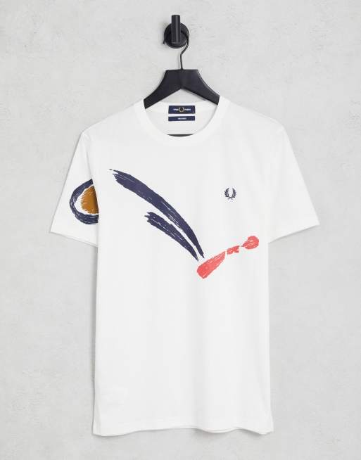 Fred Perry - Reissues - T-shirt met abstracte print in wit 