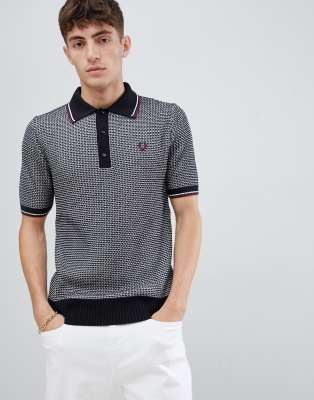fred perry textured knit polo shirt