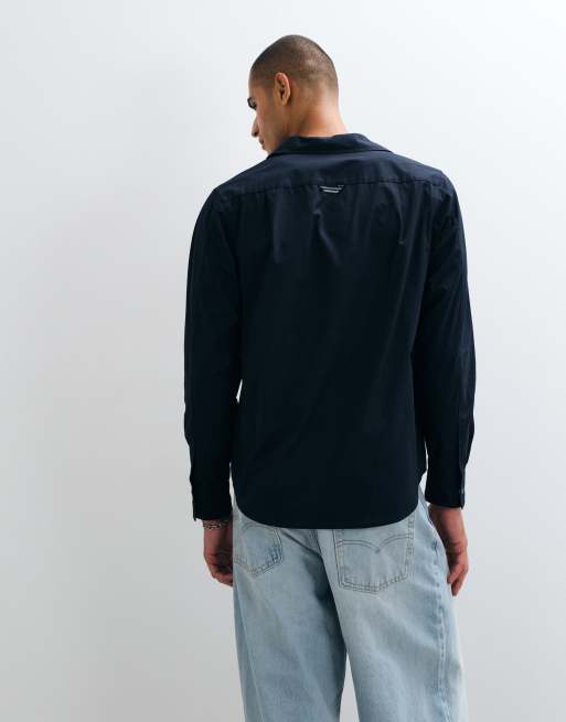 Fred Perry relaxed cotton overshirt in navy, 3 of 10