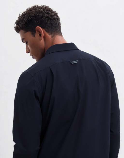 Fred Perry relaxed cotton overshirt in navy, 8 of 10