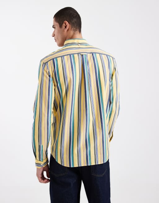 Fred Perry relaxed fit stripe logo shirt in multi, 5 of 5