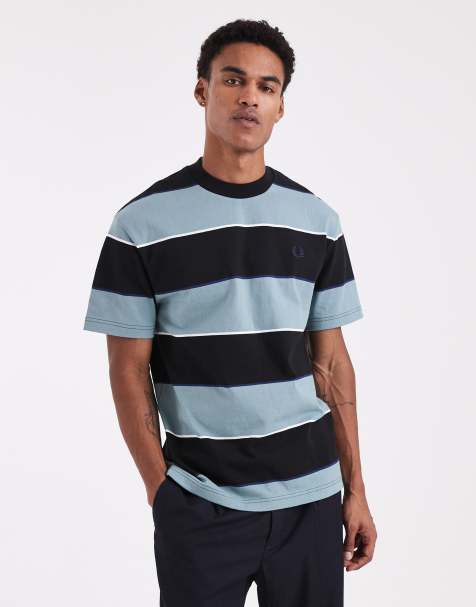 Fred perry relaxed fit stripe t-shirt in blue & black - view 1