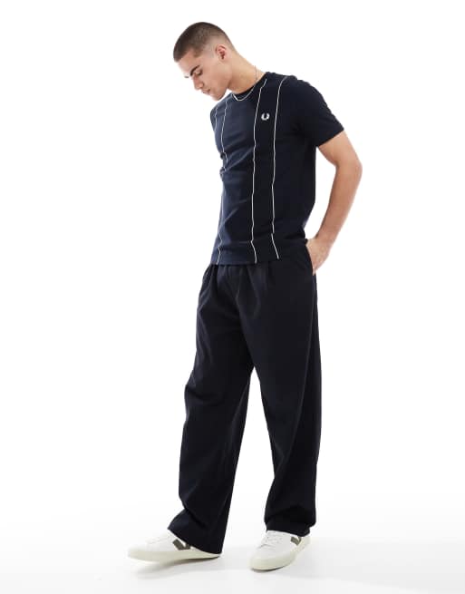 Fred Perry relaxed fit t-shirt in navy with white pinstripe