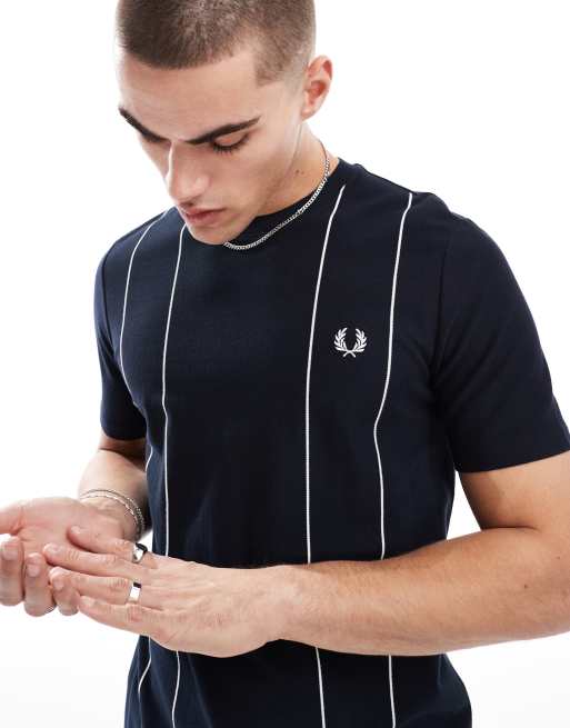 ★FRED PERRY★ Sport Pinstripe T-Shirt Navy 608 AFPM25198596 Striped T-Shirt - Navy | Men's T-Shirts | Designer T-Shirts