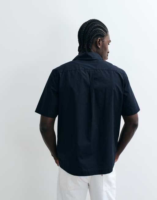 Fred Perry relaxed short sleeve cotton shirt in navy, 5 of 5
