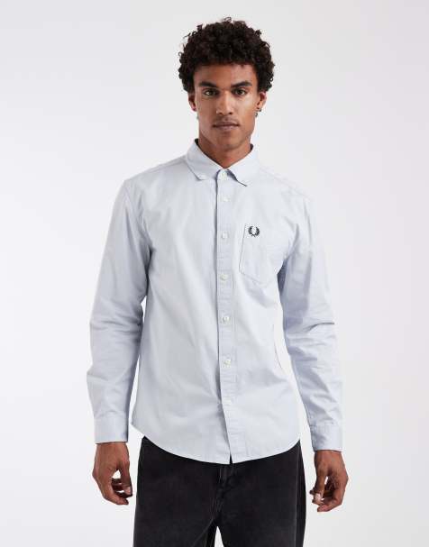 Fred Perry relaxed washed twill shirt in pale blue - view 1