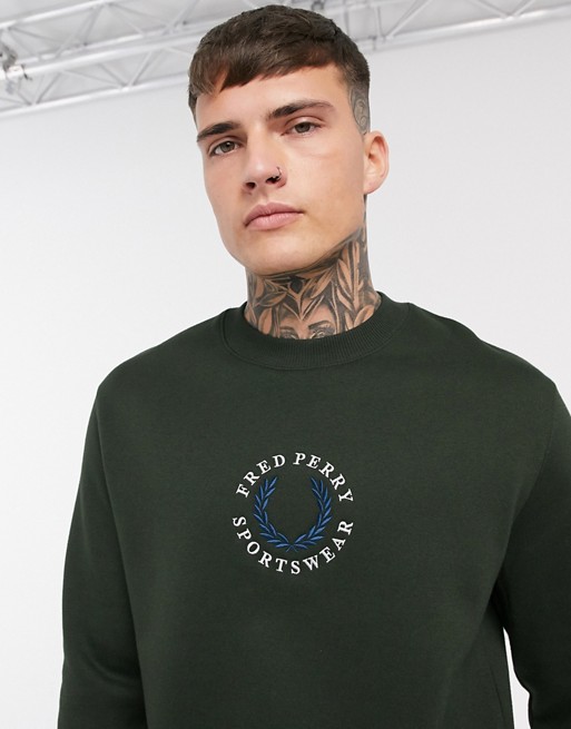 Fred Perry retro branding sweatshirt in green