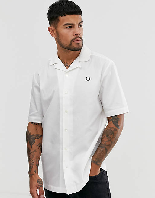 Fred Perry revere collar shirt in white | ASOS