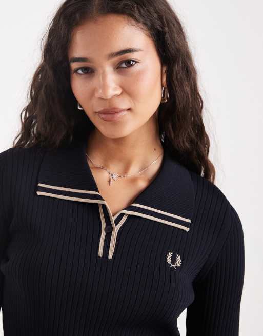 トップス FRED PERRY Ribbed Polo Shirt Fred Perry ribbed polo shirt in white | ASOS