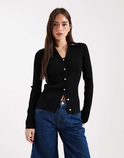 Fred Perry ribbed knitted shirt in black - view 1