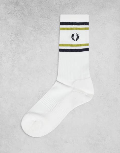 Fred Perry ribbed sports socks in ecru - view 1