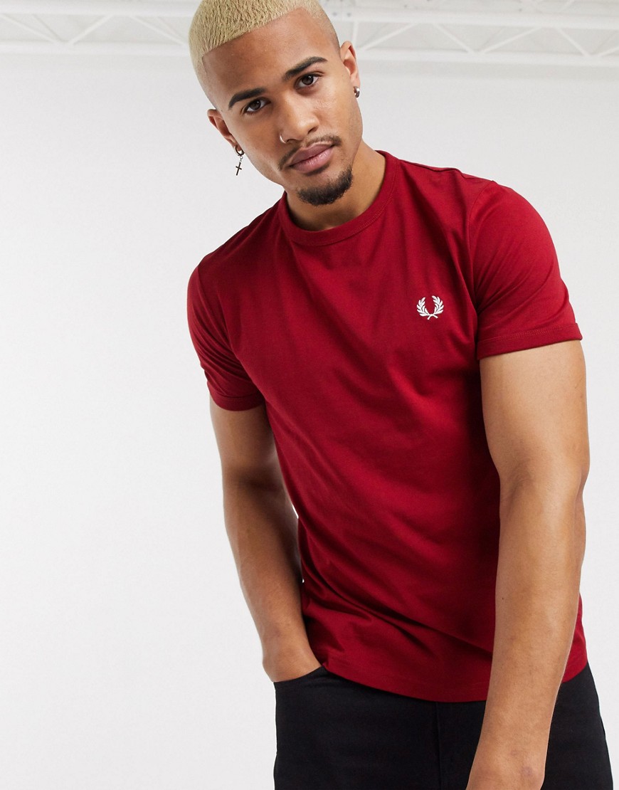 Fred Perry ringer t-shirt in burgundy