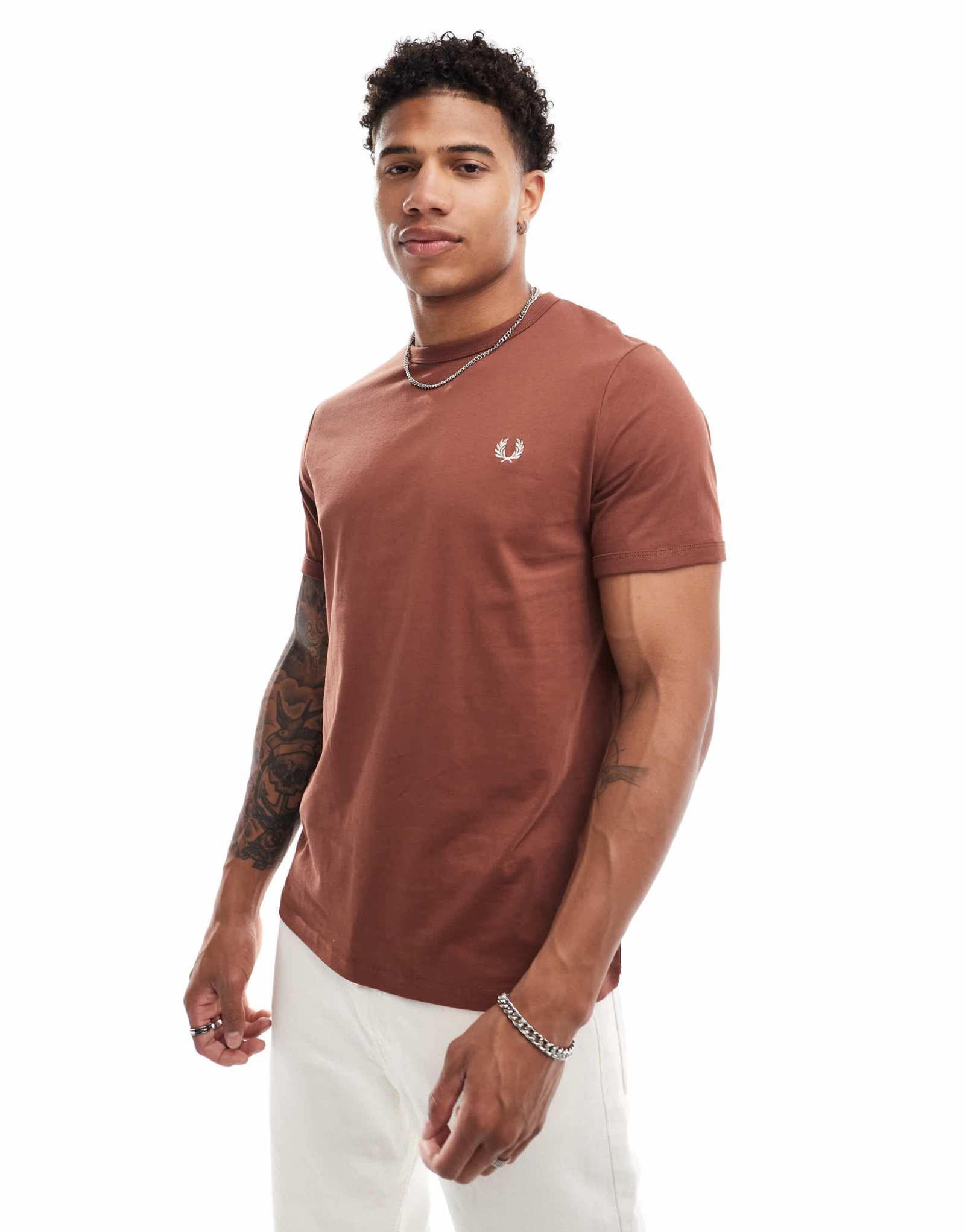 Футболка Fred Perry ringer темно-коричневого цвета